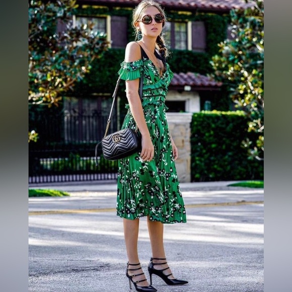 Self Portrait Green Floral ‘Cold Shoulder’ Dress - Picture 4 of 8